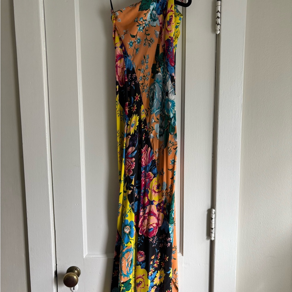 Diane Von Furstenberg silk one shoulder maxi multi color floral print - Picture 2 of 2
